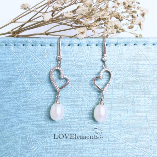 Precious Love Heart Shaped Freshwater Pearl Earrings