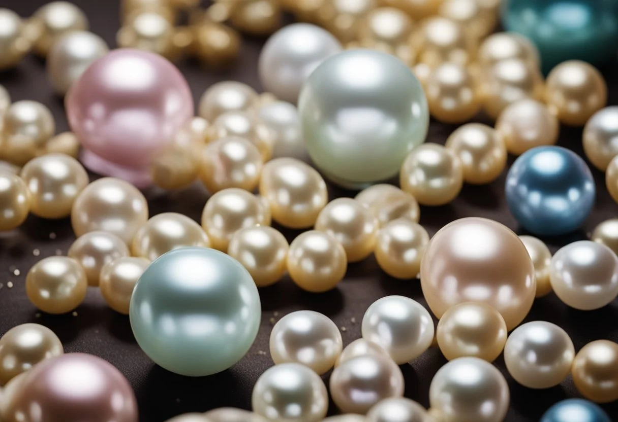 A table with various pearl sizes arranged by age group, surrounded by different event and occasion themes